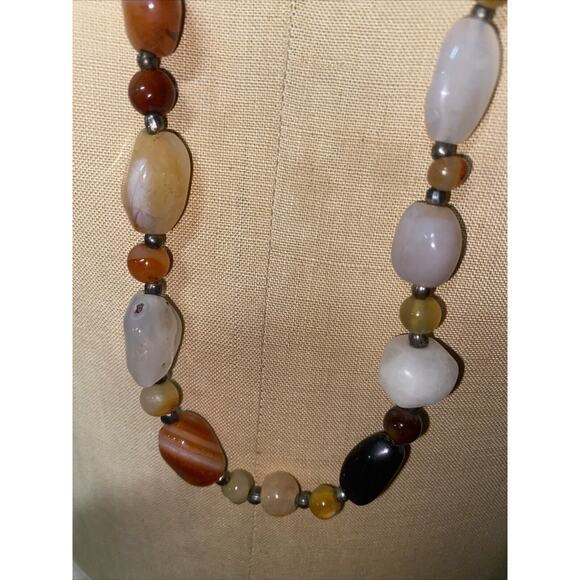 Handmade Natural Multi Stone Necklace Screw closure 36” Length - Picture 5 of 7